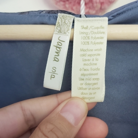 Japna faux wrap blue dress w/ florals and deep v neck and ruffle detail small - Picture 5 of 5